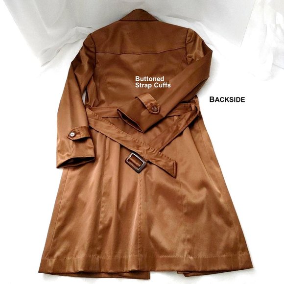 FORNARI Trench Coat Brown Mid-length Single-breasted Collar Pockets Lined Size 7 - Picture 6 of 15